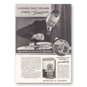 1935 Havoline Motor Oil Print Ad | Clogged Salt