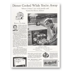 1935 Hotpoint Electric Range Print Ad | Oven Dinner