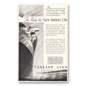 1935 Italian Line Print Ad | Sun Shines