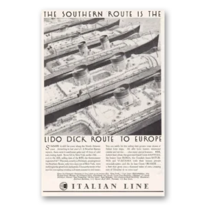 1935 Italian Line Print Ad | Lido Deck Route