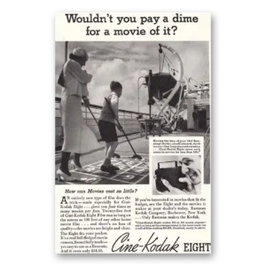 1935 Cine Kodak Eight Camera Print Ad | Shuffleboard