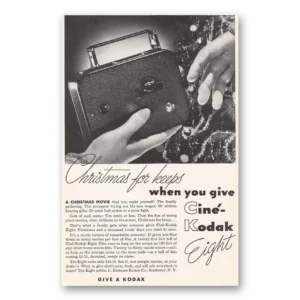 1935 Cine Kodak Eight Camera Print Ad | Christmas