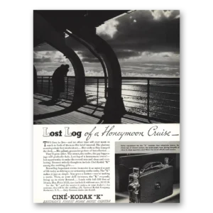 1935 Cine Kodak K Camera Print Ad | Honeymoon Cruise
