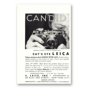1935 Leica Cameras Print Ad | Cats Eye