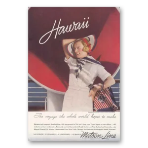 1935 Matson Line Print Ad | Hawaii Voyage
