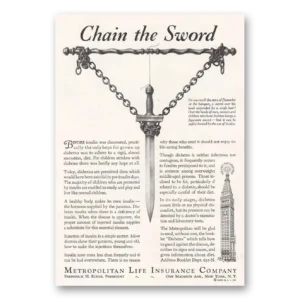 1935 Metropolitan Life Insurance Print Ad | Chain Sword