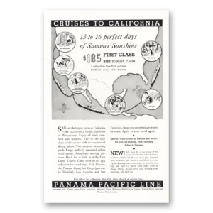 1935 Panama Pacific Line Print Ad | Summer Sunshine