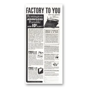 1935 Remington Typewriter Print Ad | Noiseless Portable