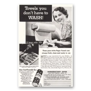 1935 Scot Towels Print Ad | Don't Have Wash