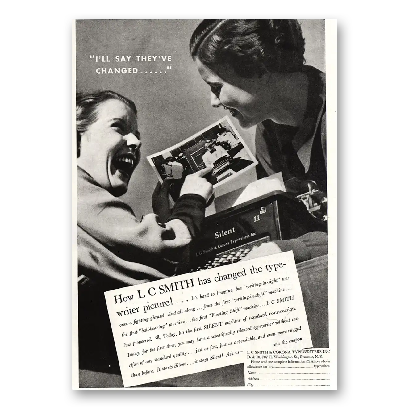 1935 Smith Corona Typewriters Print Ad | Typewriter Picture