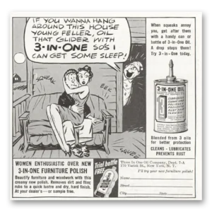 1935 Three In One Oil Print Ad | Wanna Hang Around