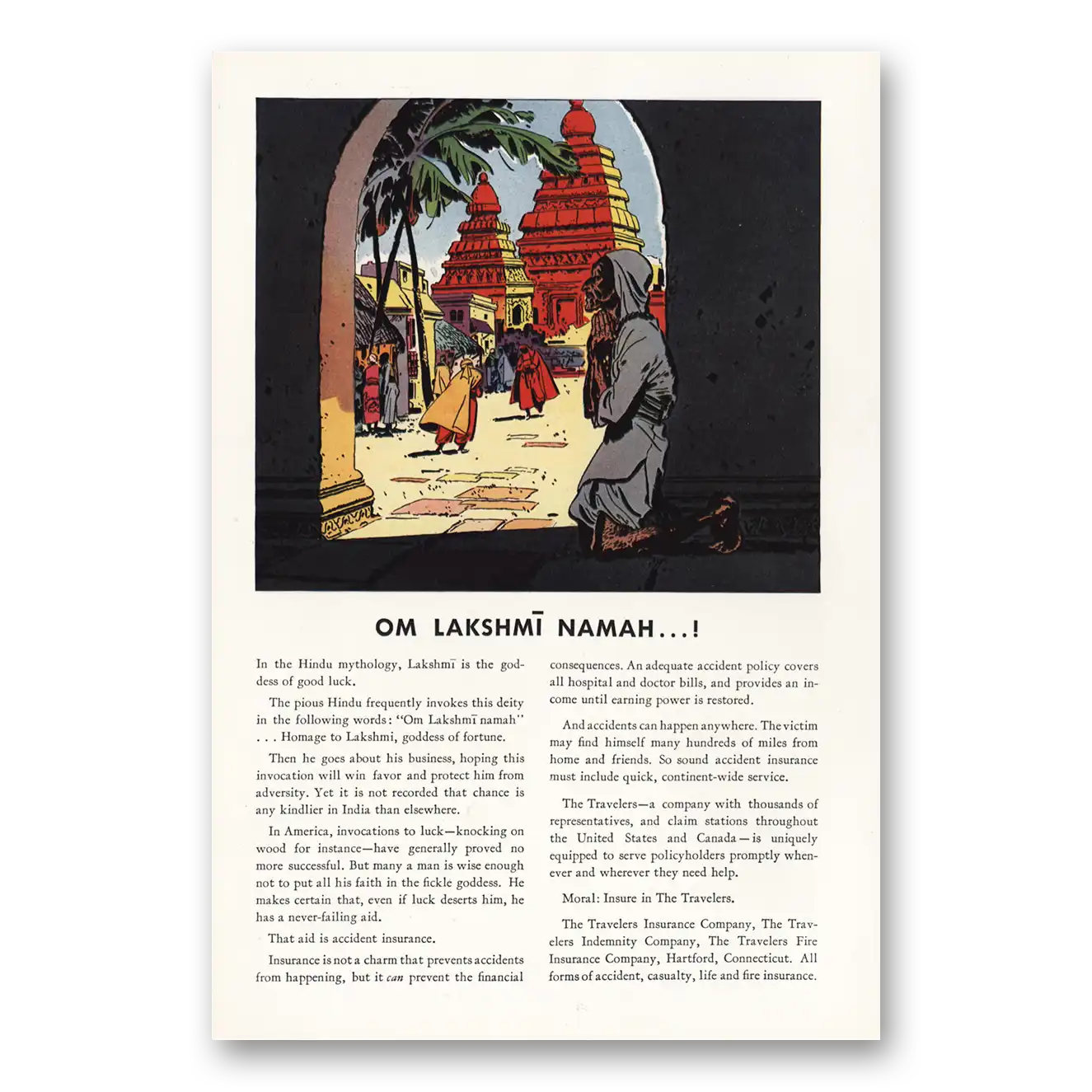 1935 Travelers Insurance Print Ad | Om Lakshmi