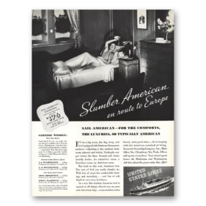 1935 United States Lines Print Ad | Slumber American