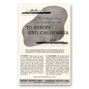 1935 United States Lines Print Ad | Panama Pacific