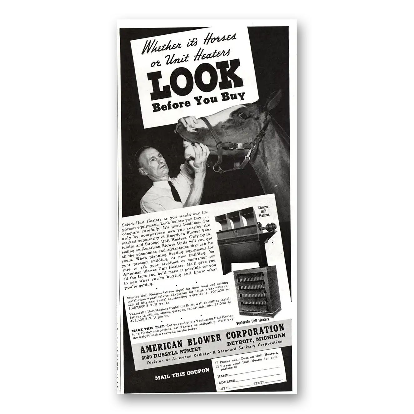 1936 American Blower Print Ad | Unit Heaters