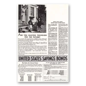1936 United States Savings Bonds Print Ad | Provision Future