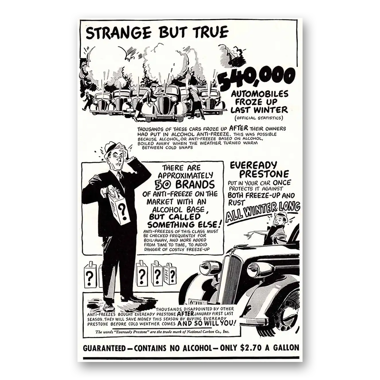 1936 Eveready Prestone Print Ad | Anti Freeze