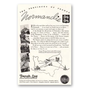 1936 French Line Print Ad | Normandie