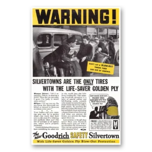1936 Goodrich Silvertown Tires Print Ad | Life Saver Gold