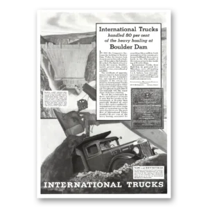 1936 International Trucks Print Ad | Boulder Dam