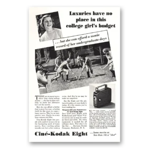 1936 Cine Kodak Eight Camera Print Ad | College Girls