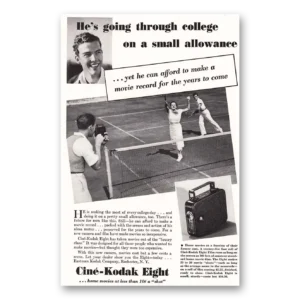 1936 Cine Kodak Eight Camera Print Ad | College Tennis