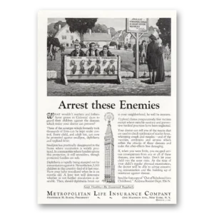 1936 Metropolitan Life Insurance Print Ad | Arrest Enemies