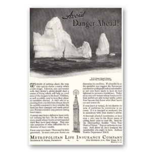 1936 Metropolitan Life Insurance Print Ad | Avoid Danger