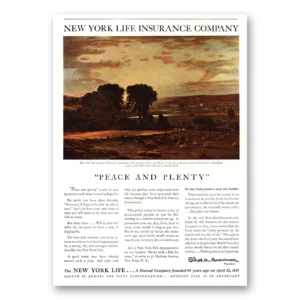 1936 New York Life Insurance Print Ad | Peace Plenty