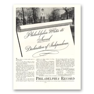 1936 Philadelphia Record Print Ad | Second Declaration