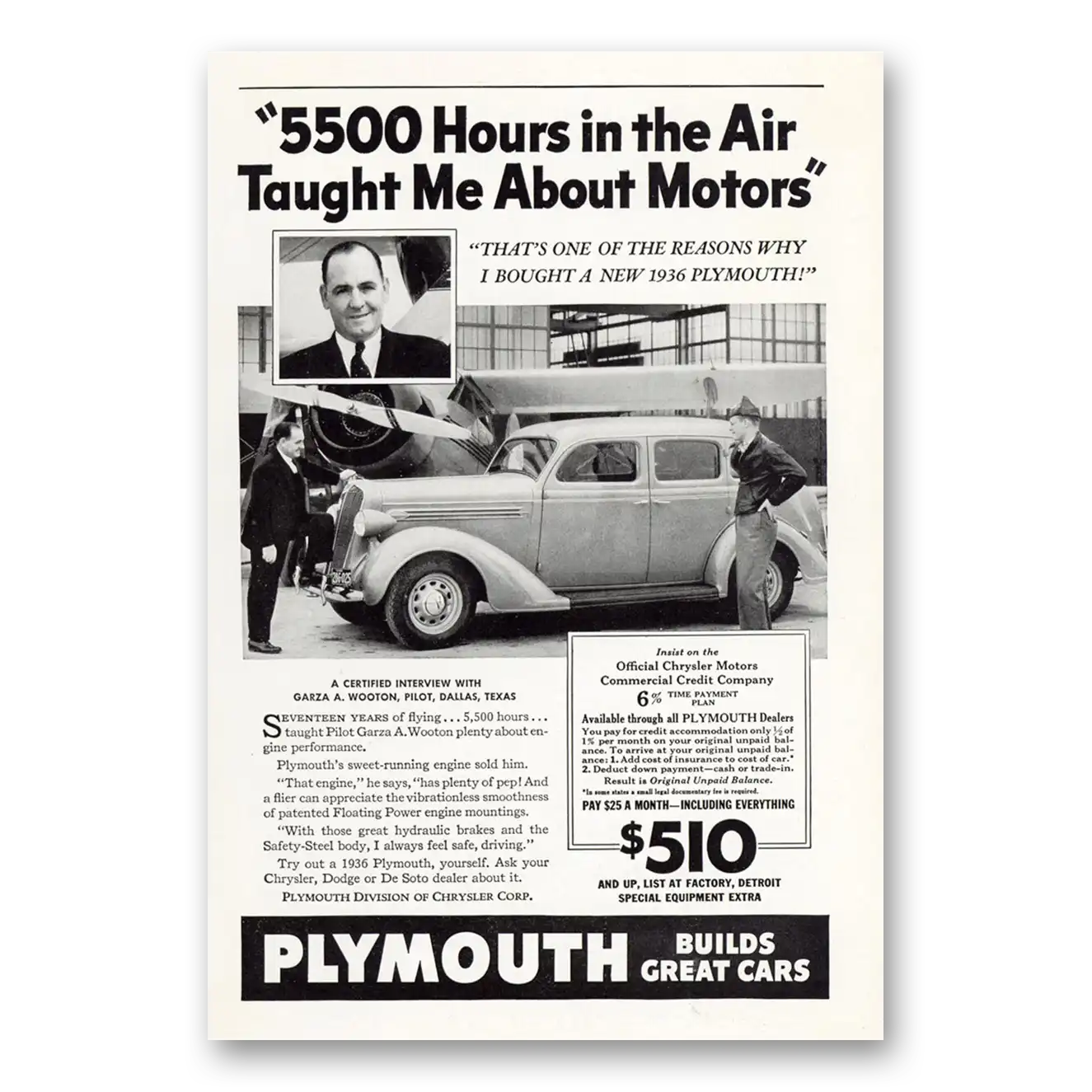1936 Plymouth Print Ad | Garza Wooton