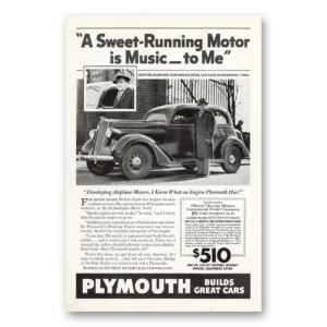 1936 Plymouth Print Ad | Sweet Running