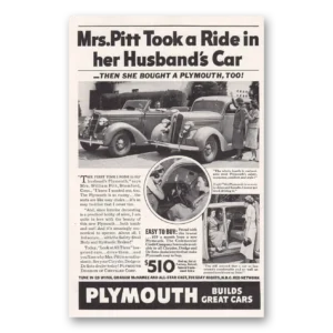 1936 Plymouth Convertible Print Ad | Mrs Pitt