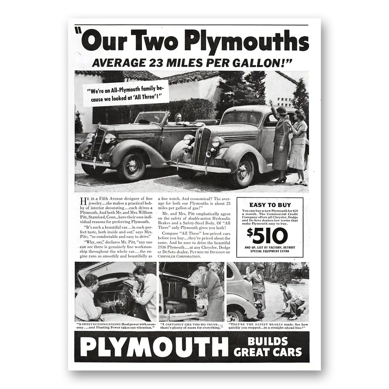 1936 Plymouth Convertible Print Ad | Two Average