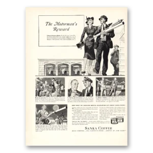 1936 Sanka Coffee Print Ad | Motormans Reward