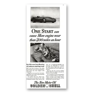 1936 Golden Shell Motor Oil Print Ad | One Start