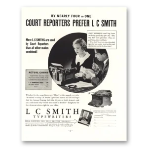 1936 Smith Corona Typewriters Print Ad | Court Reporters