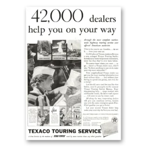 1936 Texaco Touring Service Print Ad | Dealers Help