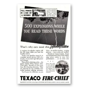 1936 Texaco Fire Chief Gasoline Print Ad | 500 Explosions