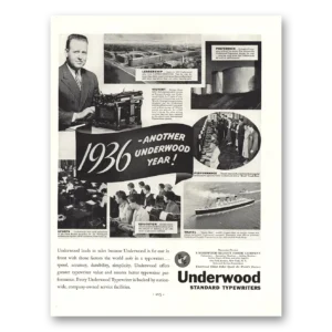 1936 Underwood Typewriter Print Ad | Underwood Year