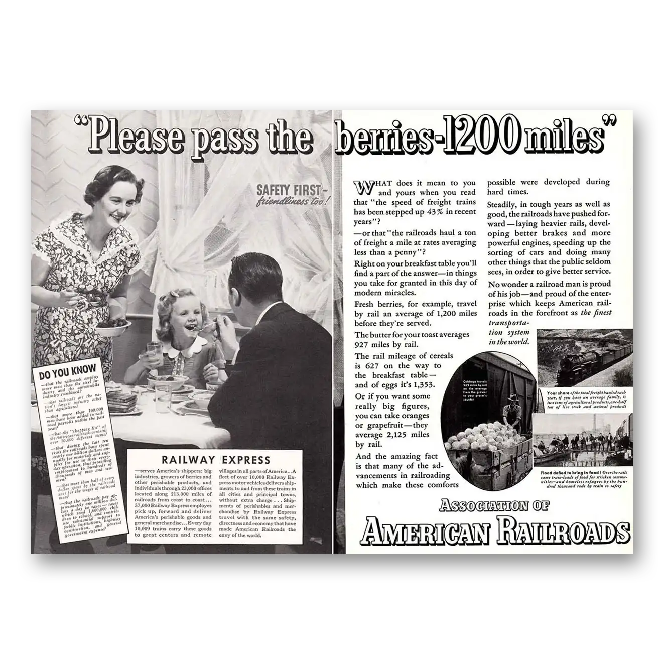 1937 Association of American Railroads Print Ad | Pass Berries