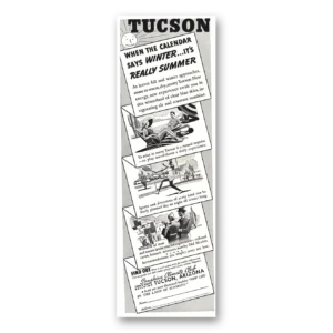 1937 Tucson Arizona Print Ad | Calendar Winter