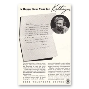 1937 Bell Telephone Print Ad | Happy New Year
