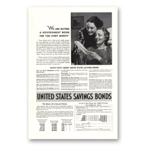 1937 United States Savings Bonds Print Ad | Every Month