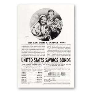 1937 United States Savings Bonds Print Ad | Two Can Own
