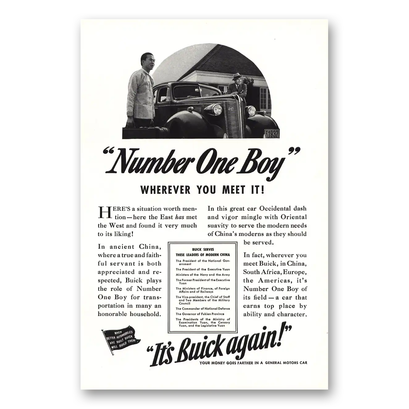 1937 Buick Print Ad | Number One Boy