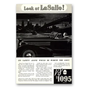 1937 Cadillac LaSalle Print Ad | Safety Alone