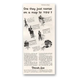 1934 French Line Print Ad | Names On Map