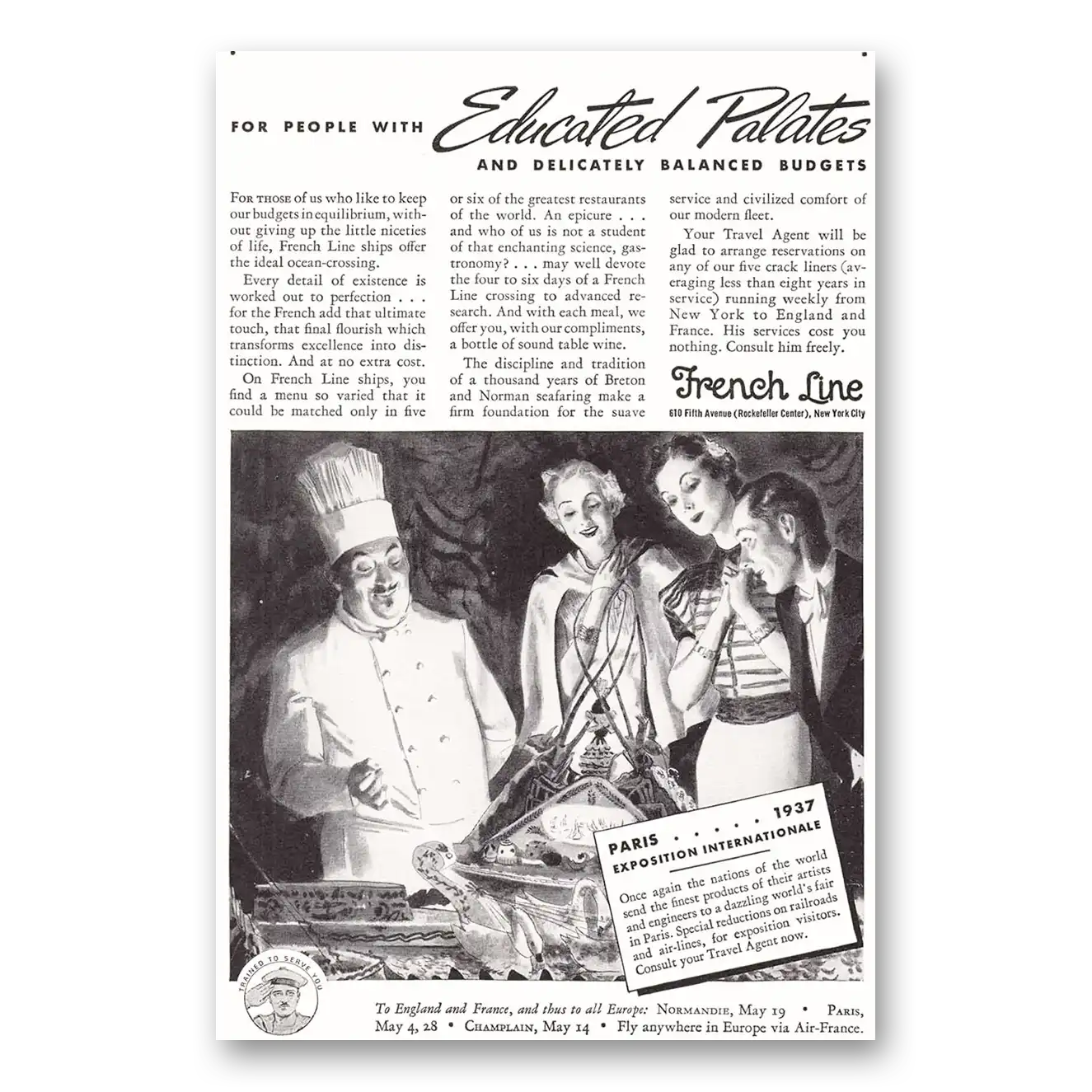 1937 French Line Print Ad | Educated Palates