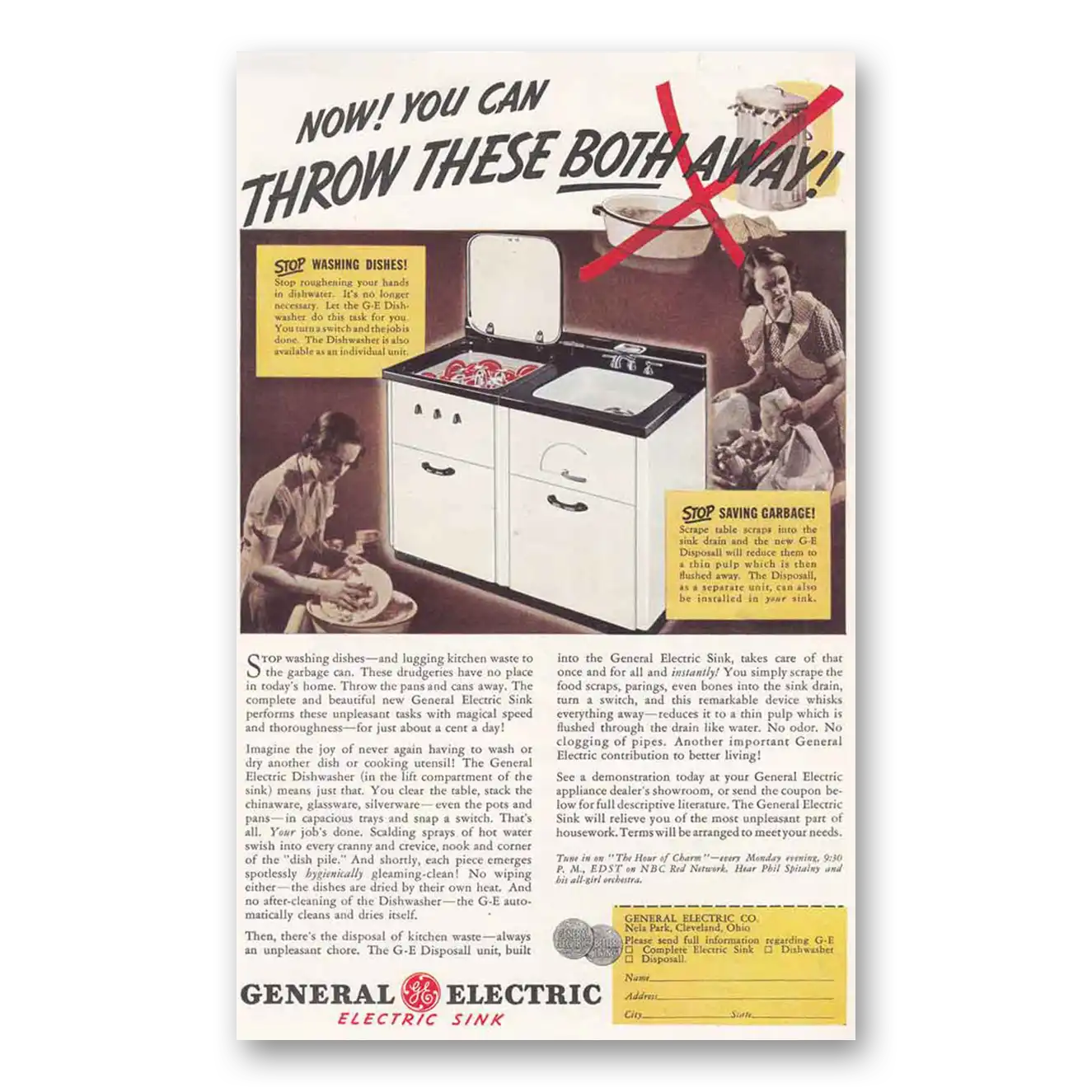 1937 General Electric Sink Print Ad | Throw These Away